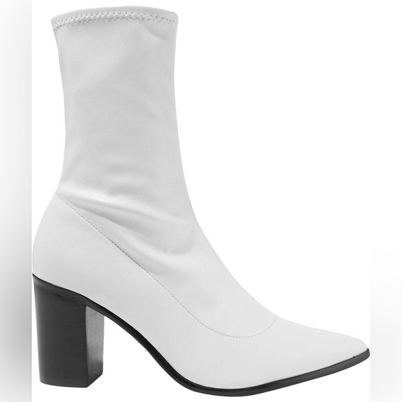 NWOB Schutz Amelie White Leather Stretch Sock Boots size 10 - Picture 2 of 7